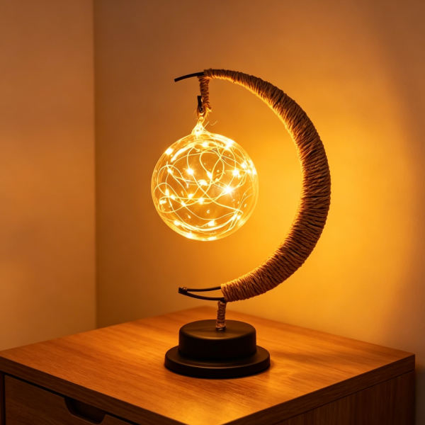 Moon Table Night Light with Hanging Star